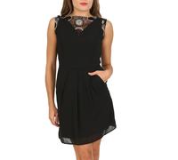Cutie London Sleeveless Pleated Mini Dress With Embroidered Yoke In Black Black 10