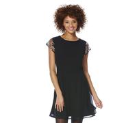 Cutie London Sophisticated Dress With Patterned Sheer Sleeves In Black Black 10