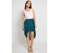 Cutie London Stylish Pleated Tiered Look Skirt In Teal Teal 14