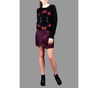 Cutie London Textured Faux Wrap Mini Skirt In Maroon Maroon
