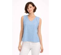 Cutie London Textured Sleeveless V-Neck Top In Blue Blue