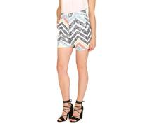 Cutie London Women's Abstract Chevron Pattern High-Waisted Shorts in Green | Size: 10 Cutie London Green 10