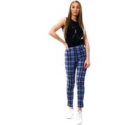 Cutie London Women's Blue Plaid High-Waisted Trousers | Size: 12 Cutie London Blue 12
