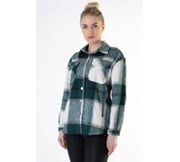 Cutie London Women's Check Brushed Shacket in Green | Size: Small