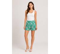 Cutie London Women's Floral High Waisted Shorts in Green | Size: 10