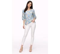 Cutie London Women's Leaf Print 3/4 Sleeve Blouse in Blue | Size: 8 Cutie London Blue 8