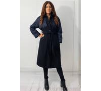 Cutie London Women's Quilted Detail Belted Coat in Navy | Size: 16