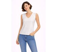 Cutie London Women's Textured Sleeveless V-Neck Top in White | Size: 8 Cutie London White 8