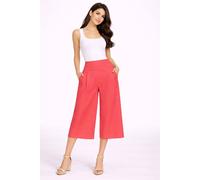 Cutie London Women's Textured Wide-Leg Culottes Trouser in Pink | Size: 8