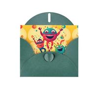 cutie pie Dark Green Patterns greeting card 6x4 inches with envelope, covering birthdays, weddings and other occasions