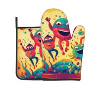cutie pie Insulated baking set, a 2-piece oven mitt and potholder set suitable for microwaving, baking, and grilling.