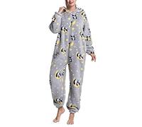 CUTIECLUB Onesies Pajamas for Adult, Women Men Pyjamas Hooded Jumpsuits Flannel Homewear with Pockets Panda L