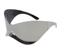 CUTIECLUB Y2K Rimless Sunglasses, Oversized One-piece Butterfly Frame Sun Glasses, 99.9% UV400 Protection Trendy Eyewear, Silver Frame Mirror Lens for Men Women Street Shooting