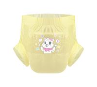 CutiePlusU Adult Diaper 3 Pieces Adult Diapers Sample Maximum Overnight Absorbency - Kitty Dineer Time Yellow (Large 37"-47")