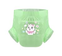 CutiePlusU Adult Diaper 3 Pieces Adult Diapers Sample Maximum Overnight Absorbency - Kitty Dineer Time Green (Medium 28"-38")