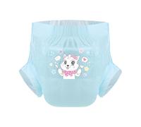 CutiePlusU Adult Diaper 3 Pieces Adult Diapers Sample Maximum Overnight Absorbency - Kitty Dineer Time Blue (Medium 28"-38")