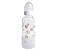 CutiePlusU Adult Feeding Bottle 400ML, Large Capacity Portable Glass Bottle with Print for Direct Drinking - Strawberry Garden