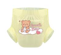 CutiePlusU Adult Nappies Sample 3 Counts Disposable Diaper for Women Men Overnight Incontinence Slip Leak Proof 5000ML Maximum Absorbency-Sweetie Bear Yellow(L 37"-47")