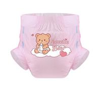 CutiePlusU Adult Nappies Sample 3 Counts Disposable Diaper for Women Men Overnight Incontinence Slip Leak Proof 5000ML Maximum Absorbency-Sweetie Bear Pink(M 28"-38")