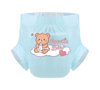 CutiePlusU Adult Nappies Sample 3 Counts Disposable Diaper for Women Men Overnight Incontinence Slip Leak Proof 5000ML Maximum Absorbency-Sweetie Bear Blue(M 28"-38")