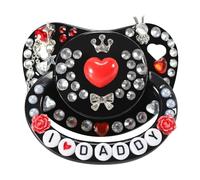 CutiePlusU Adult Pacifier Big Shield DIY Handmade Adult Pacifier - Black I Love Daddy