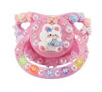 CutiePlusU Adult Pacifier Big Shield DIY Handmade Adult Pacifier - Pink Bunny