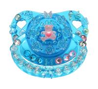 CutiePlusU Adult Pacifier Crystal DIY Handcrafted Cute Design for Adults, Adorable Decorative Nipple Pacifier - Blue Shiny Bear
