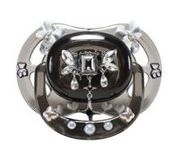 CutiePlusU Adult-Size Crystal Pacifier Dummy for Adults DIY Handmade Cute Decorative Shield - Black Crystal Dark Wing