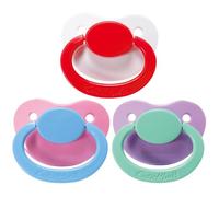 CutiePlusU Adult-Size Pacifier Dummy 3-Pack - Mixed-Color Assortment Comfortable Large Shield Design - Red,Blue,Green