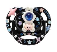 CutiePlusU Adult-Size Pacifier Dummy for Adults, DIY Handmade Large Shield - Black Astronaut Bunny