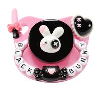 CutiePlusU Adult-Size Pacifier Dummy for Adults DIY Handmade Large Shield - Black Bunny
