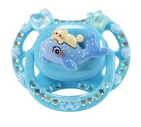 CutiePlusU Adult-Size Pacifier Dummy for Adults, DIY Handmade Large Shield - Blue Little Whale Rider