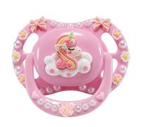 CutiePlusU Adult-Size Pacifier Dummy for Adults, DIY Handmade Large Shield - Pink Unicorn