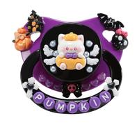 CutiePlusU Adult-Size Pacifier Dummy for Adults DIY Handmade Large Shield - Purple Pumpkin Kitty