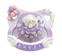 CutiePlusU Adult-Size Pacifier Dummy for Adults DIY Handmade Large Shield - Violet Angel Bunny