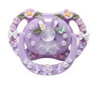 CutiePlusU Adult-Size Pacifier Dummy for Adults, DIY Handmade Large Shield - Violet Crystal Bunny