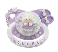 CutiePlusU Adult-Size Pacifier Dummy for Adults DIY Handmade Large Shield - Violet Lucky Bunny