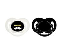 CutiePlusU BPA Free Adult Pacifier, 2 Pack Big Shield Silicone Soother for Stress Relief & Relaxation - Black+White Hero
