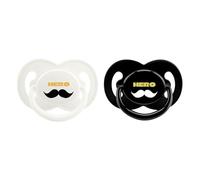 CutiePlusU BPA Free Adult Pacifier, 2 Pack Big Shield Silicone Soother for Stress Relief & Relaxation - Black Hero+White Hero