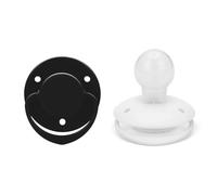 CutiePlusU BPA-Free Large Size Pacifiers Round Silicone Shield Solid Color 2-Count-Black+White