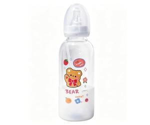 CutiePlusU Glass Feeding Bottle Cute Printed Bear 13.5Oz/400ML