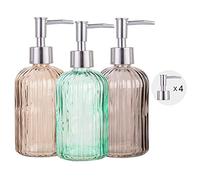 Cutiset Bathroom Accessories Set, 15oz Glass Soap Dispenser Bottle for Bath Decor, 3 Pack Set