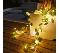 CutitiUU 2 Pack 6.56ft Artificial Eucalyptus Vine Lights Fake Leaf Plants String Lights 20 LED Vine Fairy String Lights Ivy Fairy Lights Battery Operated for Wedding Party Holiday Garden