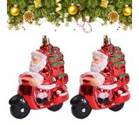 CutitiUU 2 PCS Christmas Plastic Old Man Motorbike Pendant,Old man on motorbike,Motorbike with Father Christmas,10 * 9 * 3CM,Santa Riding Motorcycle Ornaments,Gifts for Motorcycle Lovers