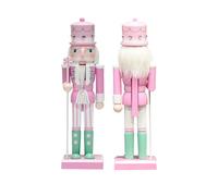 CutitiUU 25 CM Pink Candy Nutcracker,Wooden Nutcracker Puppet Soldier Nut cracker Ornament,Wood Candy Nut crackers Soldier Ornament,Christmas Light Color Series Decoration,Glitter Color (Pink)