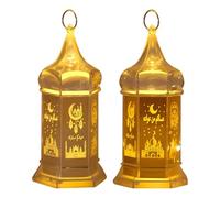 CutitiUU 2Pieces Ramadan Lantern Decoration,Middle Eastern Candlestick Lanterns for Eid,Decorative Hanging Candle Lantern,Ramadan Lantern Decoration,LED Eid Mubarak Lamp,for Home Tabletop Decor