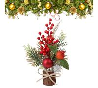 CutitiUU 30 CM Christmas Plastic Red Fruit Tree Ornament,Mini Tabletop Tree Home Christmas,Red Berry Christmas Tree,Mini Artificial Christmas Tree,Berry Stems,Desktop Decoration Xmas Tree