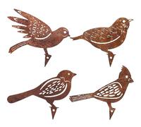 CutitiUU 4 PCS Rusty Bird Garden Decorations,Iron Rusty Bird Gardening Ornament,Silhouette Simulation Iron Art Set,Rusty Birds Metal Art,Fence Topper Branches Windowsills Old Wood Garden Gates