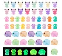 CutitiUU 51 Pcs Tiny Mini Resin Animals Luminous Miniature Animals,Luminous Mini Resin Animals Glow in the Dark Little Small Animal Figures for Fairy Garden Dollhouse Plant Decorations