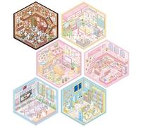 CutitiUU 6 Sets 3D Sticker Scene DIY Scene Stickers Funny Cartoon Scene Stickers Scene Make Your Own Fun DIY Stacking Scene Stickers with Tweezers for Relief Stress Pass The Time (Color B)